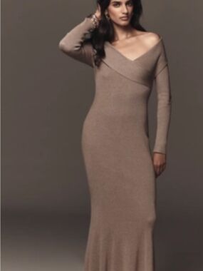 By Anthropologie Off-Shoulder Slim Sweater Dress